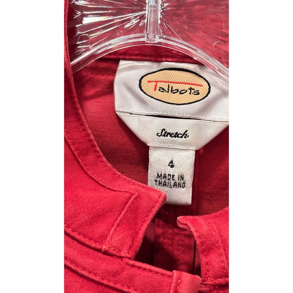 Talbots Womens Red Military Utility Jacket Stretch Cotton Button Front Size 4 - Picture 3 of 11